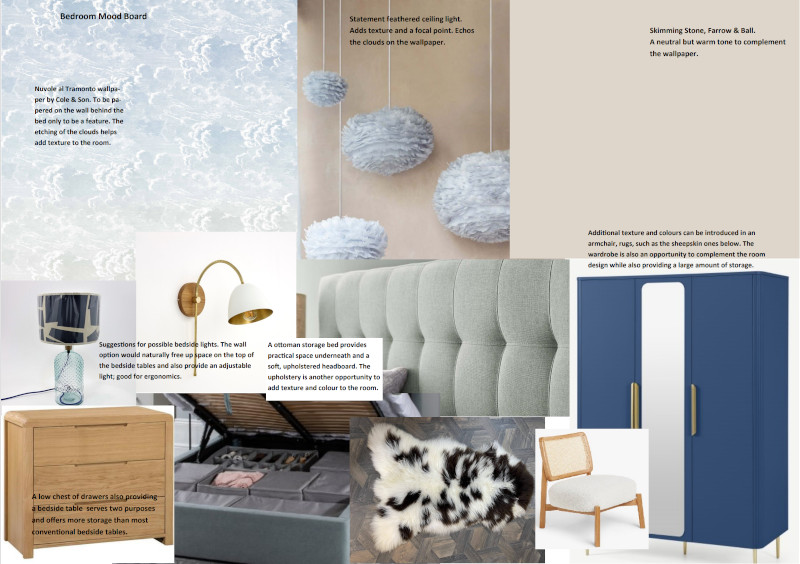 Mood board for a bedroom